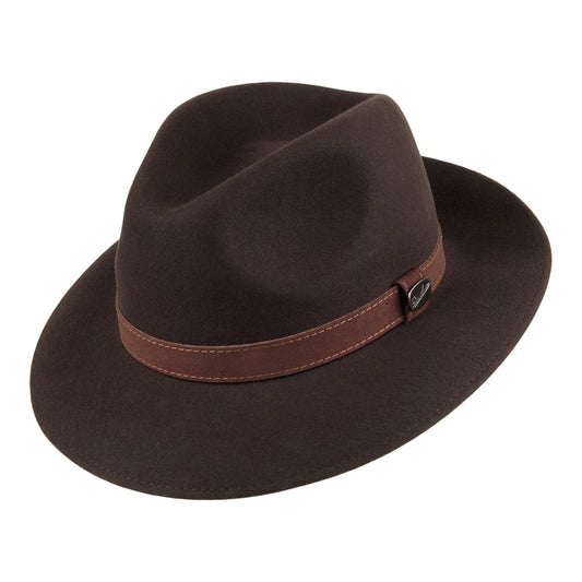 Safari Fedora Classic plegable de fieltro de piel de Borsalino - Marrón
