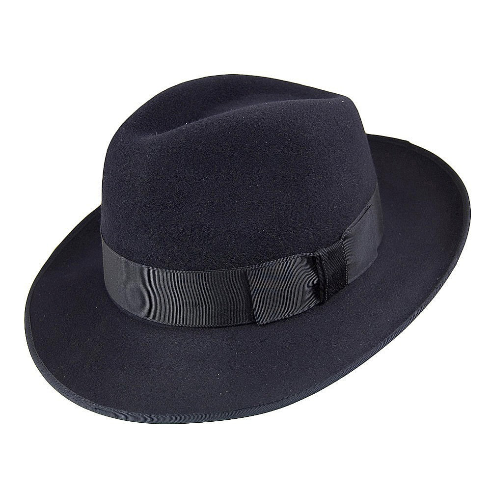 Sombrero Fedora Gangster de fieltro de piel de Christys - Azul Marino