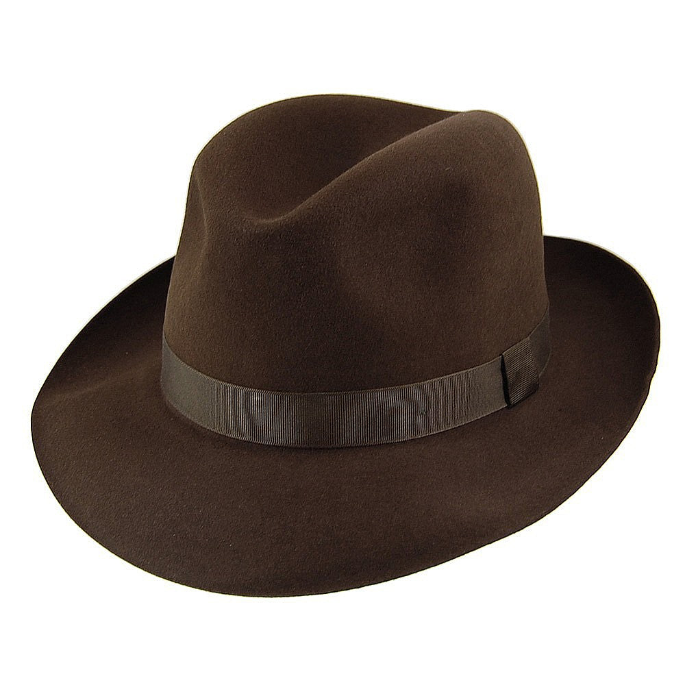 Sombrero Fedora Foldaway de fieltro de piel de Christys - Marrón
