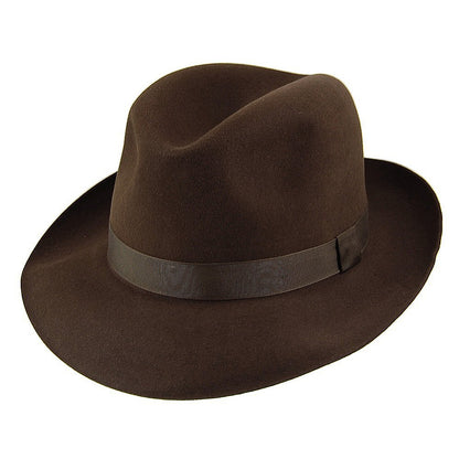 Sombrero Fedora Foldaway de fieltro de piel de Christys - Marrón