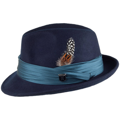 Sombrero Trilby plegable de fieltro de lana de Stacy Adams - Azul Marino