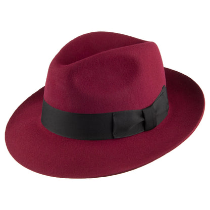 Sombrero Fedora Mayfair de fieltro de lana de Denton - Granate