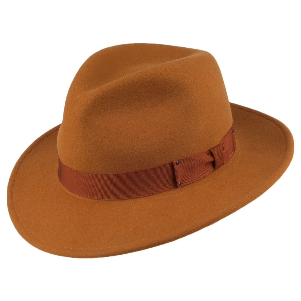 Sombrero Fedora Curtis plegable Repelente de agua de fieltro de lana de Bailey - Beige Arena