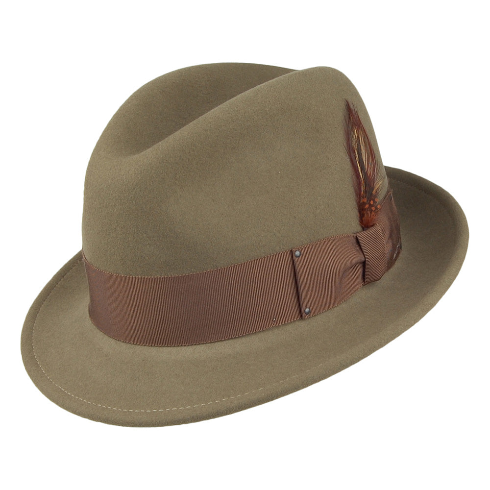 Sombrero Trilby Tino plegable Repelente al agua de fieltro de lana de Bailey - Verde Oliva Claro