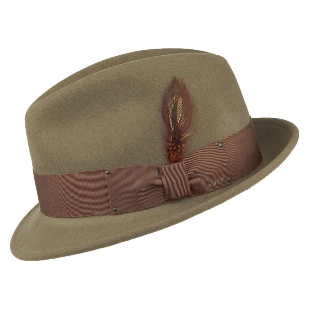 Sombrero Trilby Tino plegable Repelente al agua de fieltro de lana de Bailey - Verde Oliva Claro