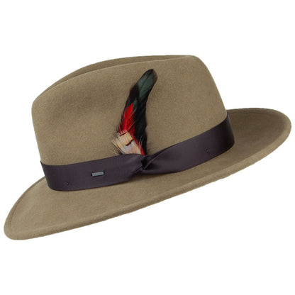 Sombrero Fedora Metrick de fieltro de lana de Bailey - Verde Oliva Claro