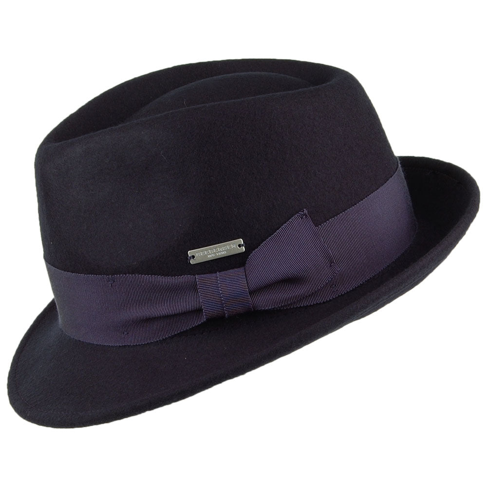 Sombrero Trilby de fieltro de lana de Seeberger - Azul Marino
