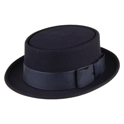 Sombrero Pork Pie Monk de fieltro de piel de Christys - Azul Marino