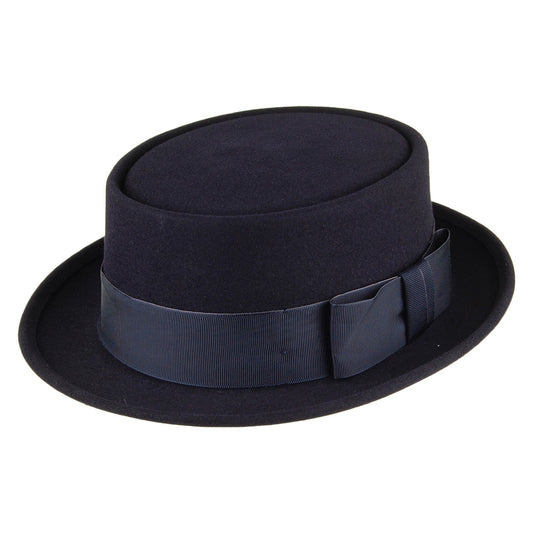 Sombrero Pork Pie Monk de fieltro de piel de Christys - Azul Marino