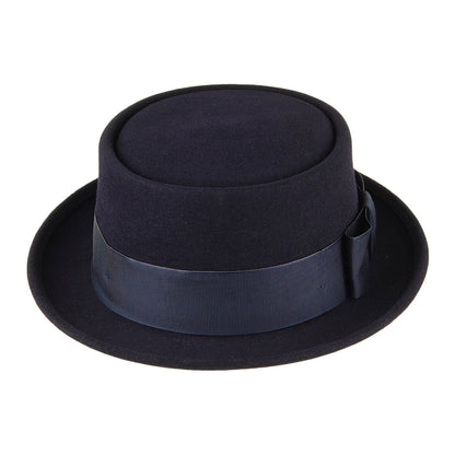 Sombrero Pork Pie Monk de fieltro de piel de Christys - Azul Marino
