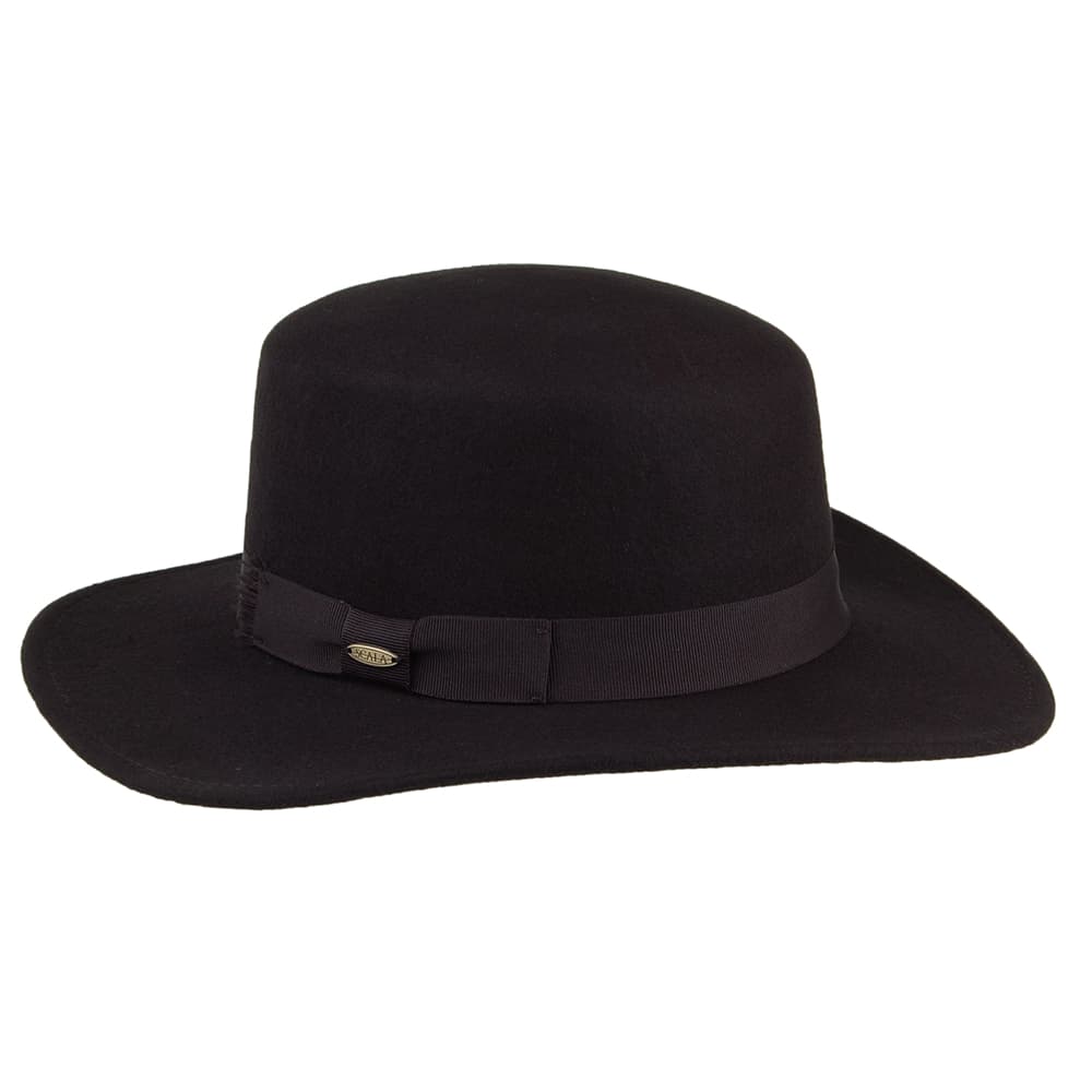 Sombrero Boater mujeres Avola plegable de fieltro de lana de Scala - Negro