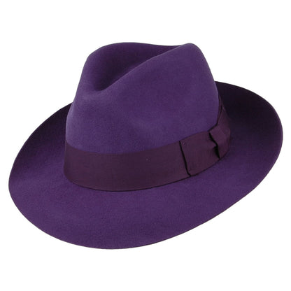 Sombrero Fedora Mayfair de fieltro de lana de Denton - Morado