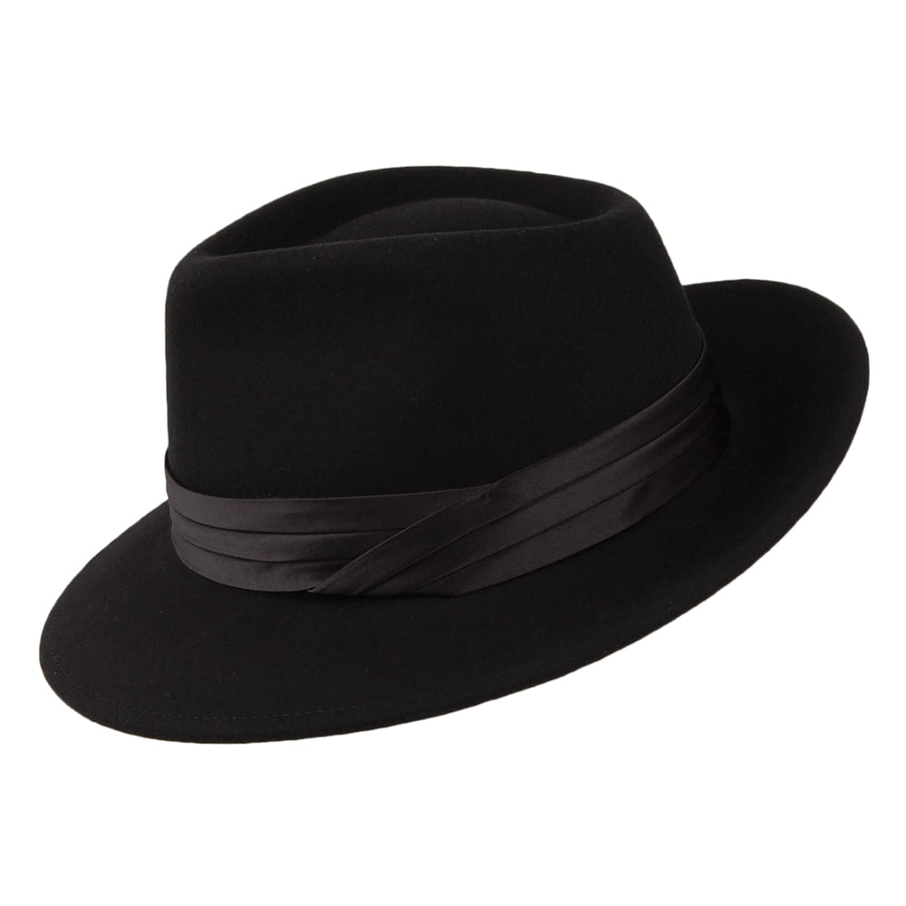 Sombrero Fedora Goodman de fieltro de lana de Brixton - Negro