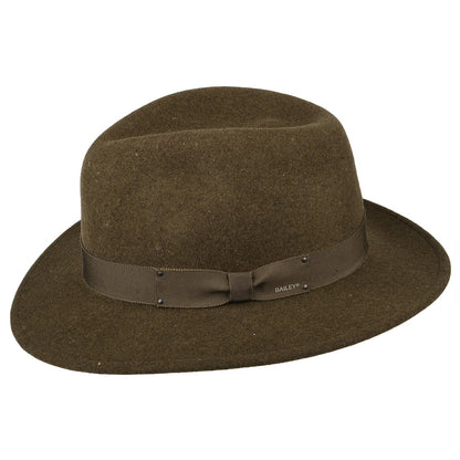 Sombrero Fedora Curtis plegable Repelente de agua de fieltro de lana de Bailey - Verde Oliva