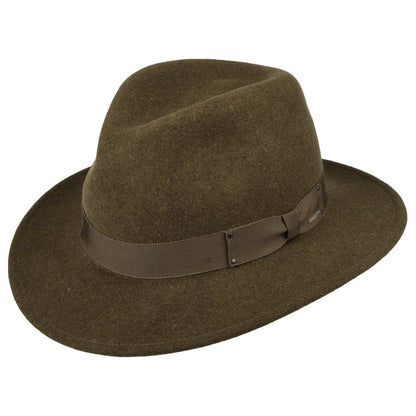 Sombrero Fedora Curtis plegable Repelente de agua de fieltro de lana de Bailey - Verde Oliva