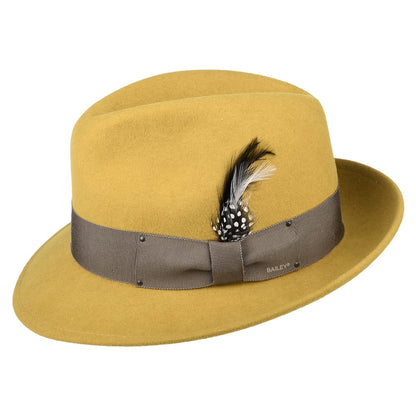 Sombrero Fedora Blixen plegable Repelente al agua de fieltro de lana de Bailey - Mostaza