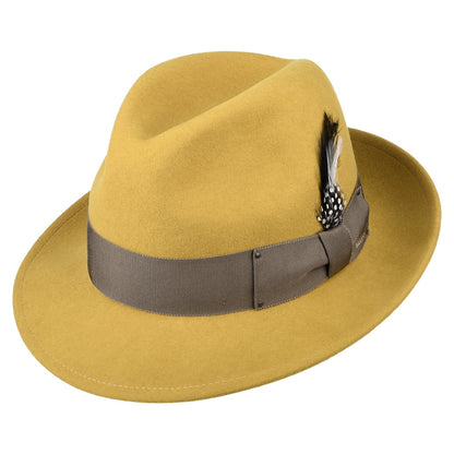Sombrero Fedora Blixen plegable Repelente al agua de fieltro de lana de Bailey - Mostaza
