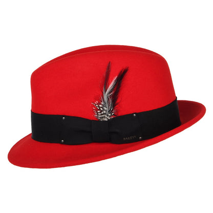 Sombrero Trilby Tino plegable Repelente al agua de fieltro de lana de Bailey - Rojo