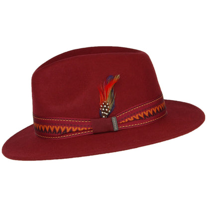 Sombrero Fedora Aztek de fieltro de lana de Stetson - Burdeos