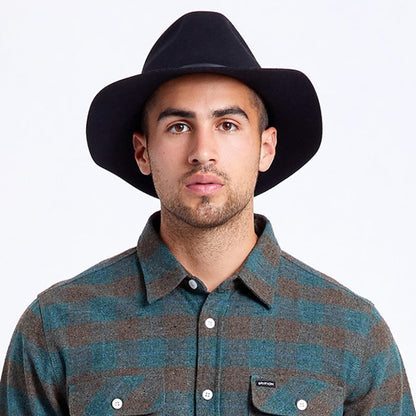 Sombrero Fedora Wesley de fieltro de lana de Brixton - Negro