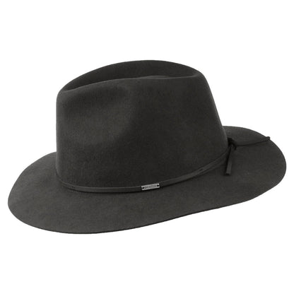 Sombrero Fedora Wesley plegable de fieltro de lana de Brixton - Negro Lavado