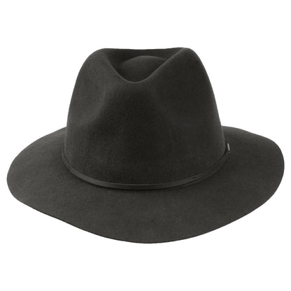 Sombrero Fedora Wesley plegable de fieltro de lana de Brixton - Negro Lavado