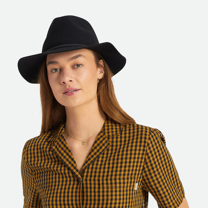 Sombrero Fedora Wesley plegable de fieltro de lana de Brixton - Negro Lavado