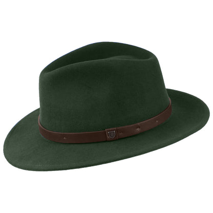 Sombrero Fedora Messer de fieltro de lana de Brixton - Verde Musgo