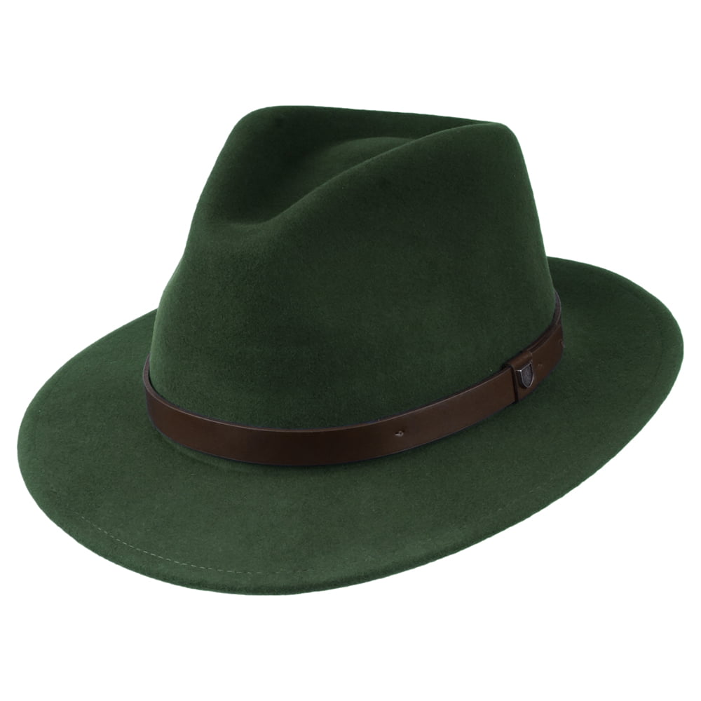 Sombrero Fedora Messer de fieltro de lana de Brixton - Verde Musgo