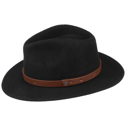 Sombrero Fedora Messer de fieltro de lana de Brixton - Negro