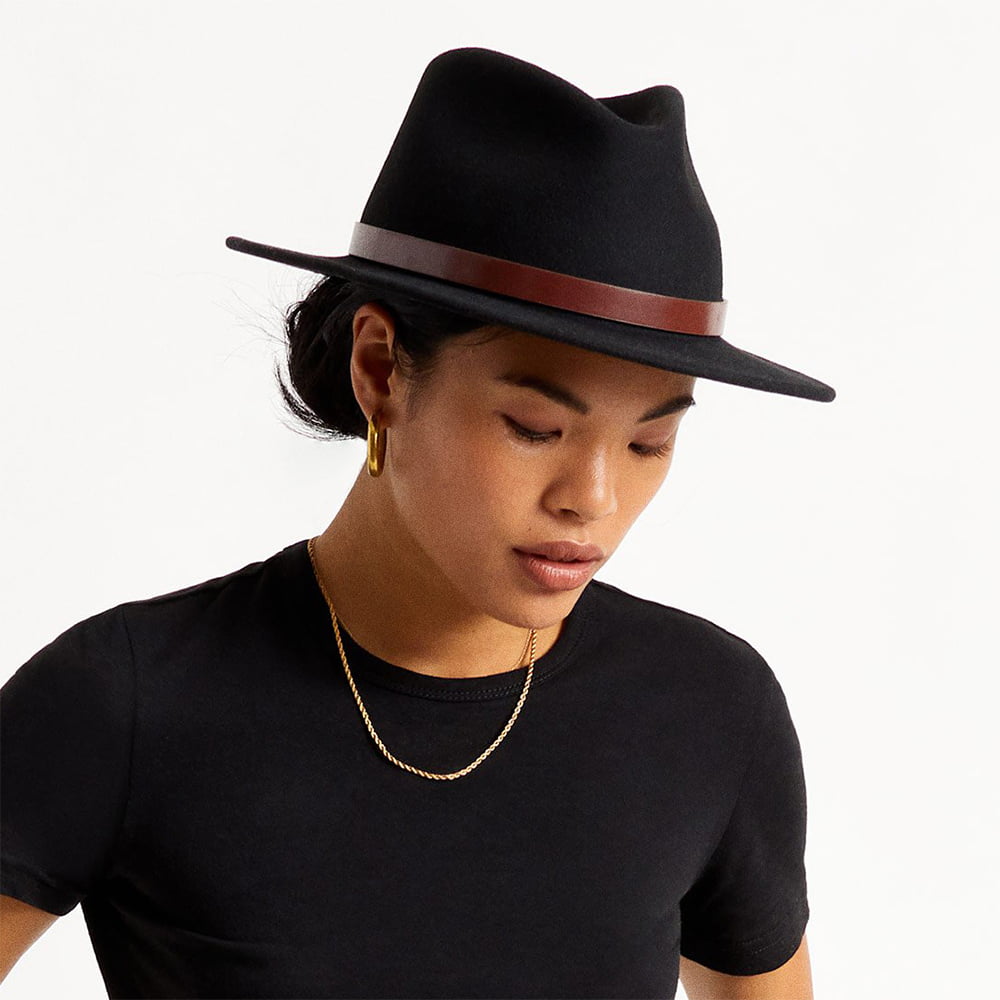 Sombrero Fedora Messer de fieltro de lana de Brixton - Negro