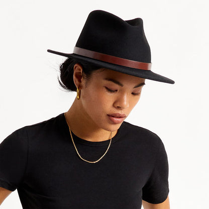 Sombrero Fedora Messer de fieltro de lana de Brixton - Negro