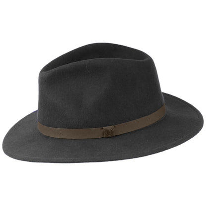 Sombrero Fedora Messer plegable de fieltro de lana de Brixton - Negro Lavado-Marrón