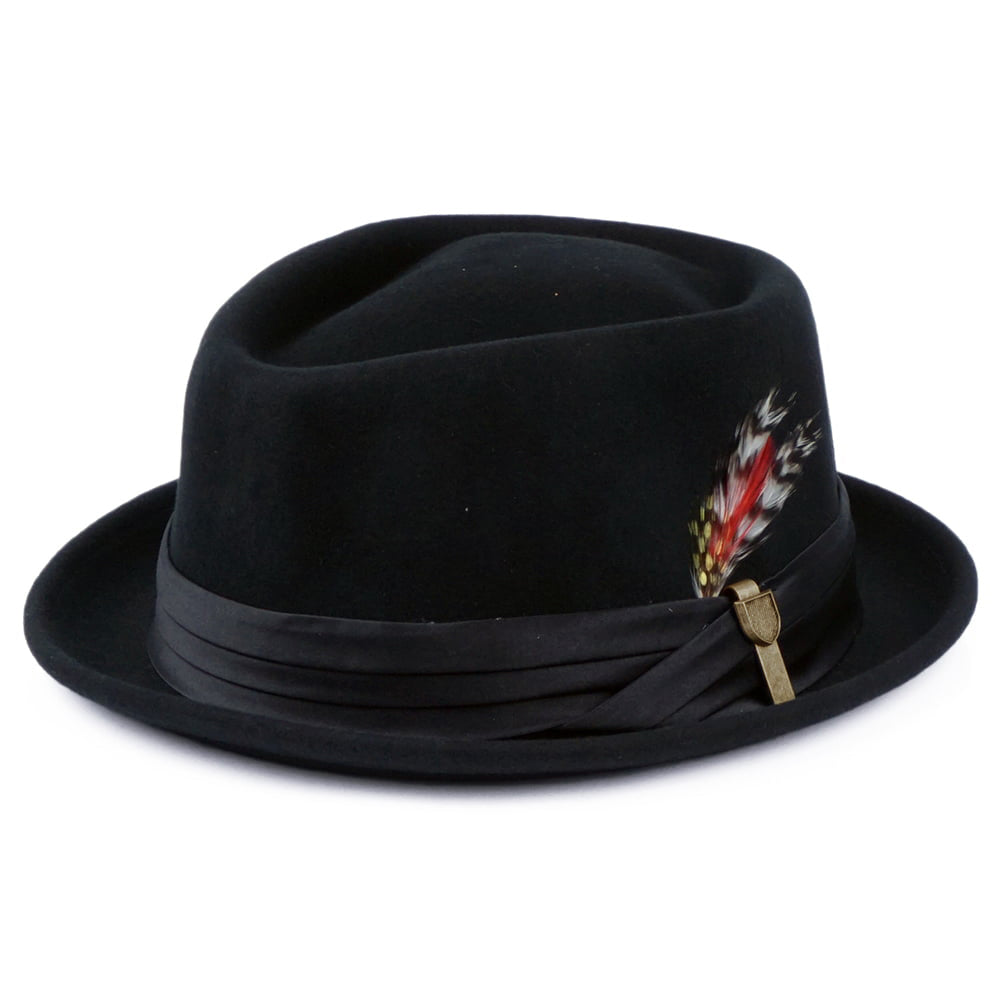 Sombrero Pork Pie Stout de fieltro de lana de Brixton - Negro