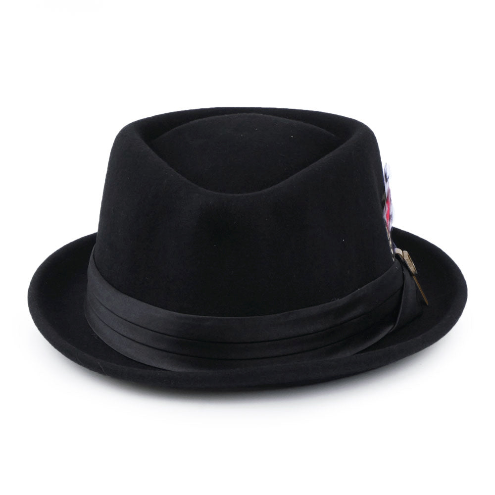 Sombrero Pork Pie Stout de fieltro de lana de Brixton - Negro