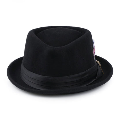Sombrero Pork Pie Stout de fieltro de lana de Brixton - Negro