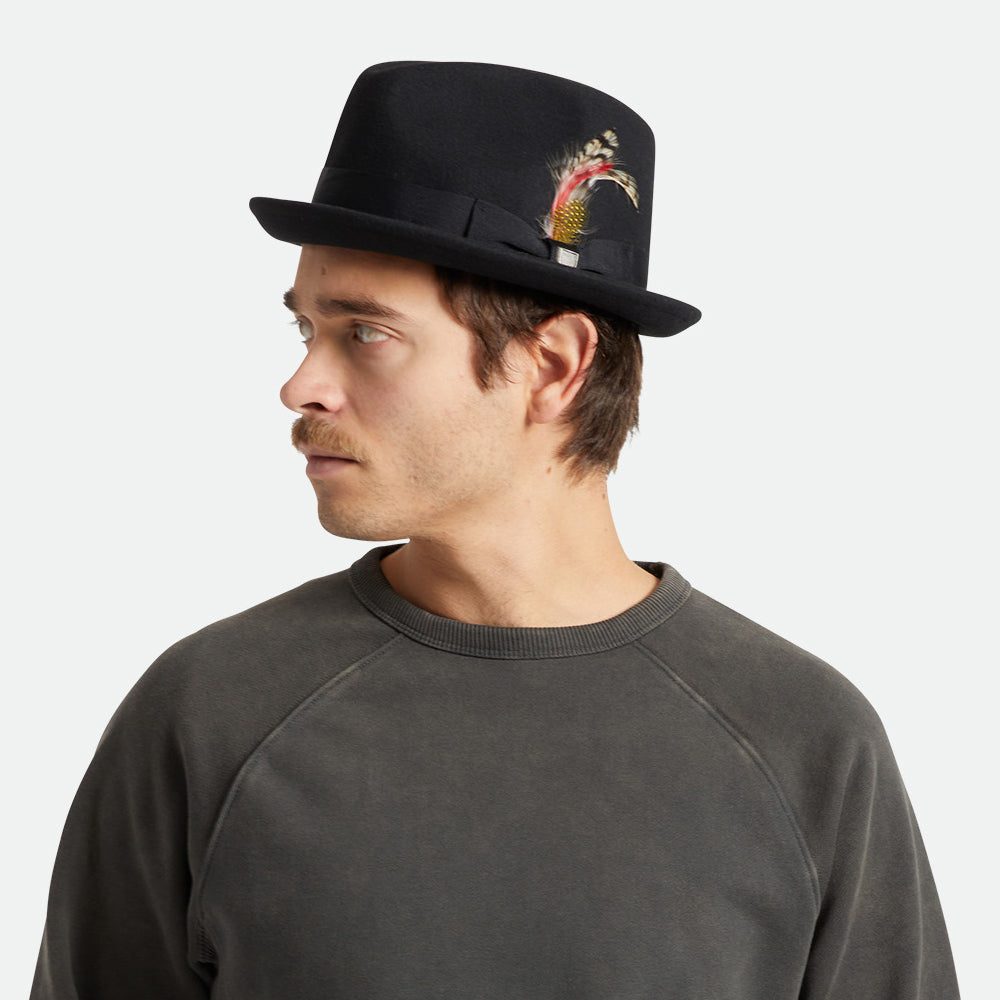 Sombrero Trilby Gain de fieltro de lana de Brixton - Negro