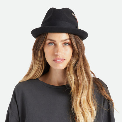 Sombrero Trilby Gain de fieltro de lana de Brixton - Negro