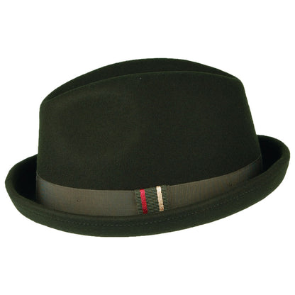 Sombrero Trilby New Orleans de fieltro de lana de Christys - Verde Musgo