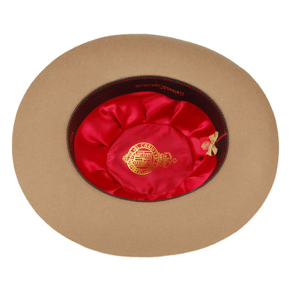 Sombrero Fedora Grosvenor de fieltro de lana Con plumas de Christys - Camel