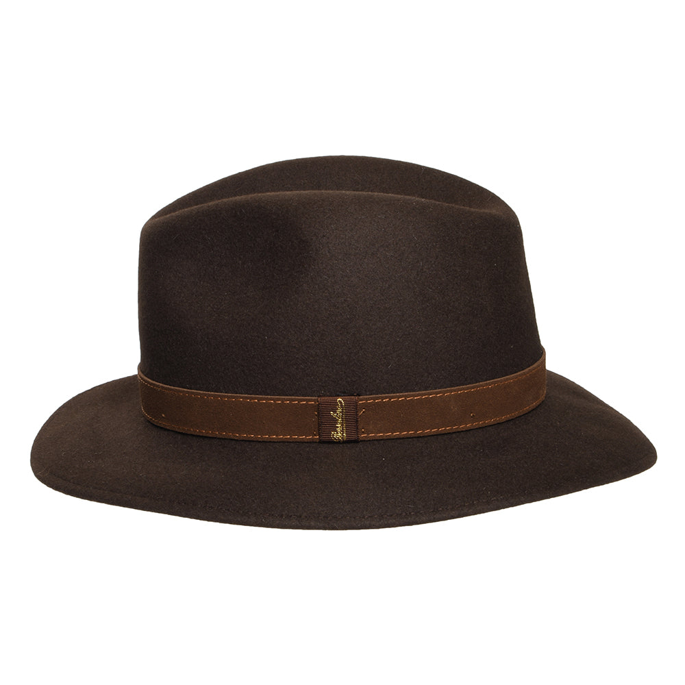 Safari Fedora plegable de fieltro de piel de Borsalino - Marrón