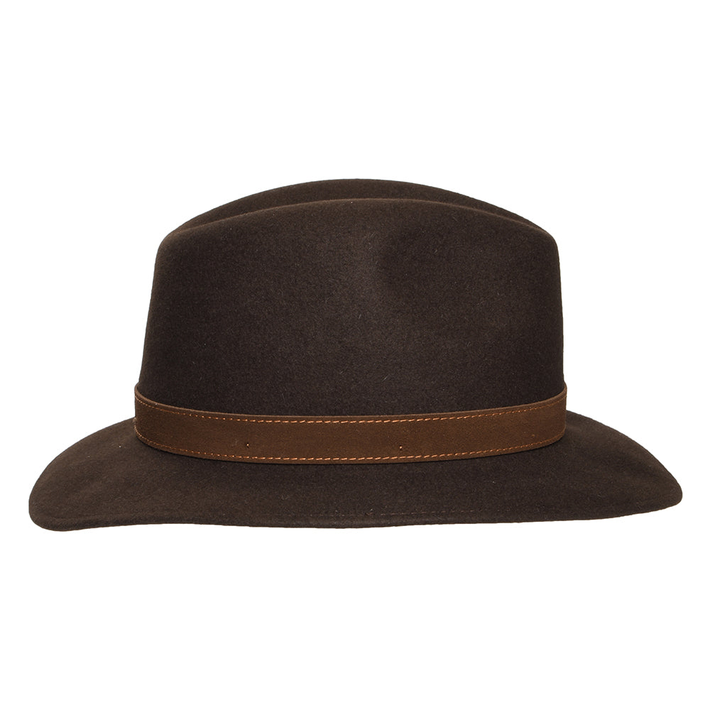 Safari Fedora plegable de fieltro de piel de Borsalino - Marrón