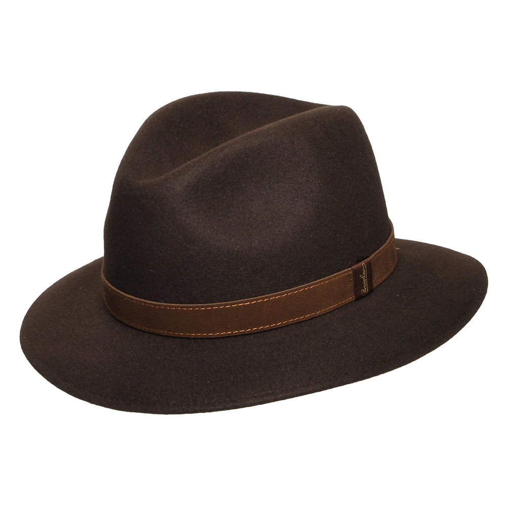 Safari Fedora plegable de fieltro de piel de Borsalino - Marrón
