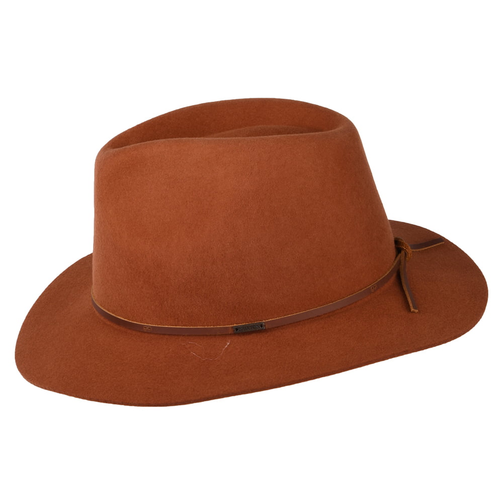 Sombrero Fedora Wesley de fieltro de lana de Brixton - Caramelo