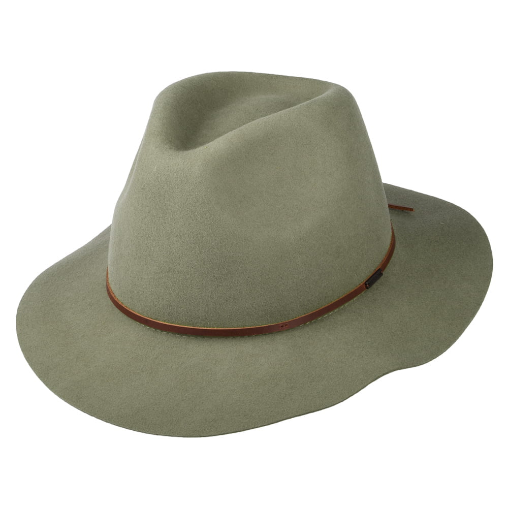 Sombrero Fedora Wesley plegable de fieltro de lana de Brixton - Salvia Claro