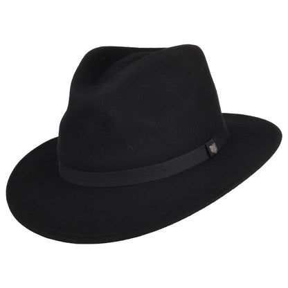 Sombrero Fedora Messer plegable de fieltro de lana de Brixton - Negro