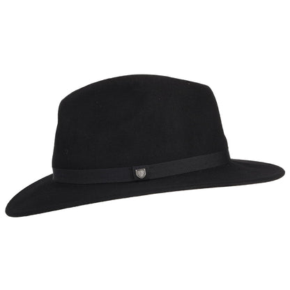 Sombrero Fedora Messer plegable de fieltro de lana de Brixton - Negro