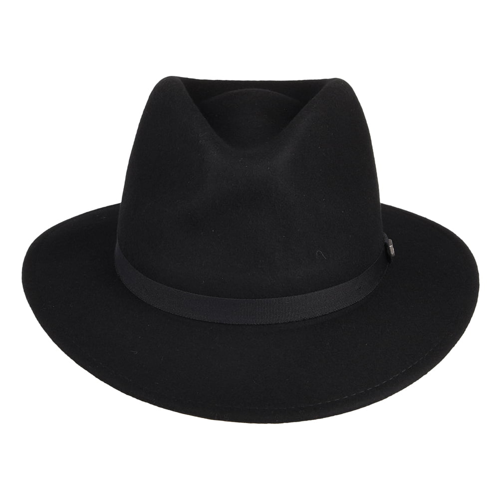 Sombrero Fedora Messer plegable de fieltro de lana de Brixton - Negro