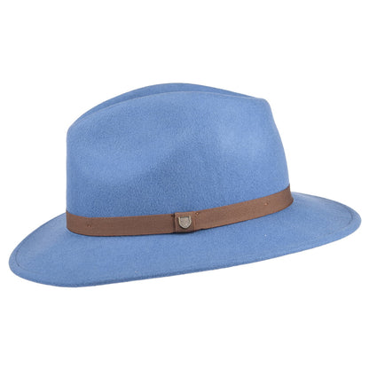 Sombrero Fedora Messer plegable de fieltro de lana de Brixton - Azul Pizarra