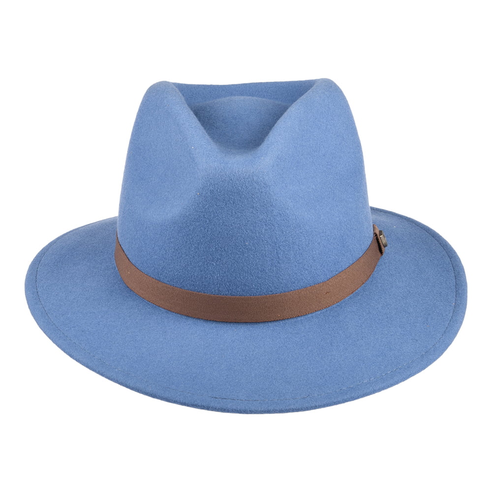 Sombrero Fedora Messer plegable de fieltro de lana de Brixton - Azul Pizarra